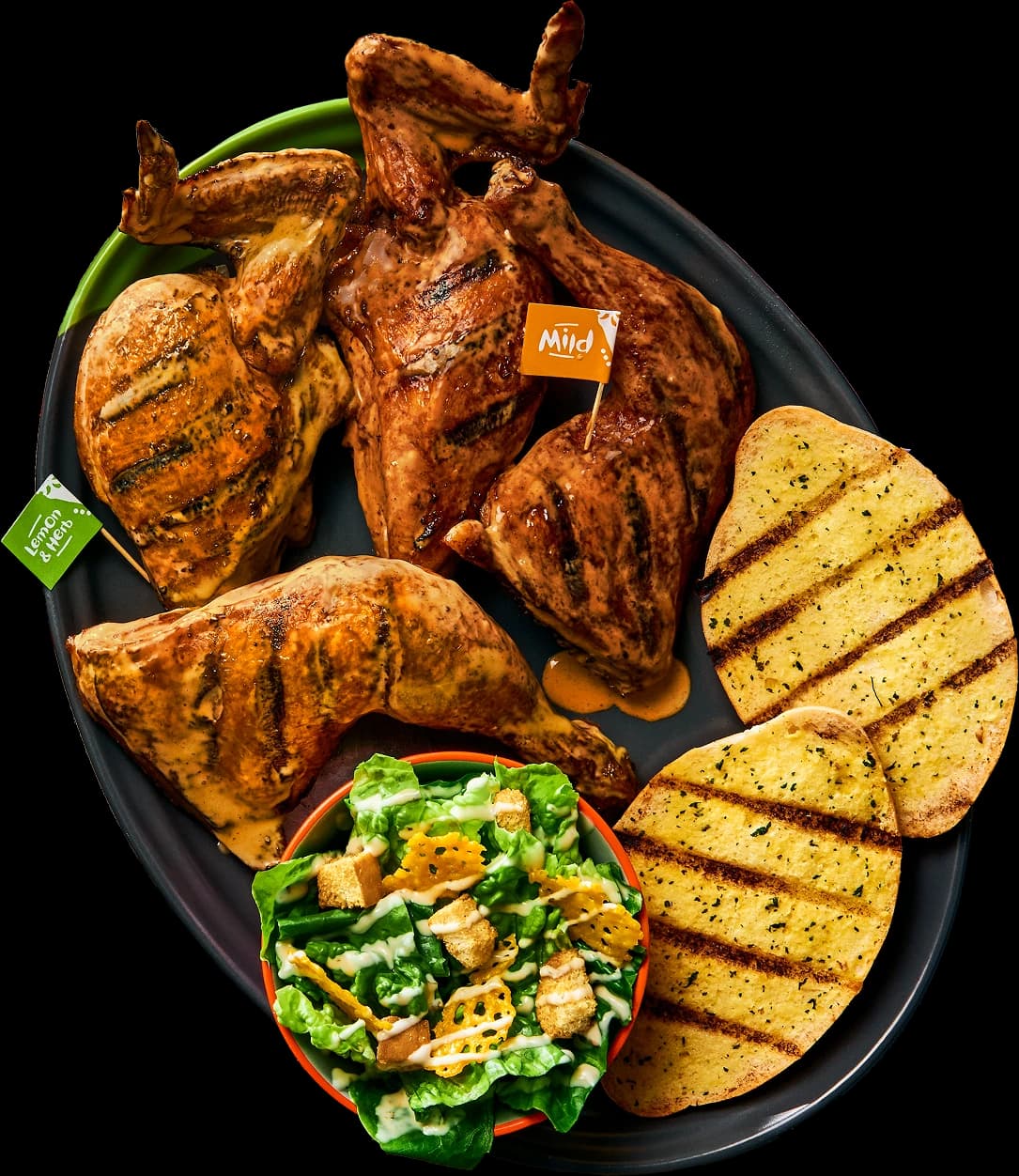 Chicken with Garlic Bread and a Side of Salad